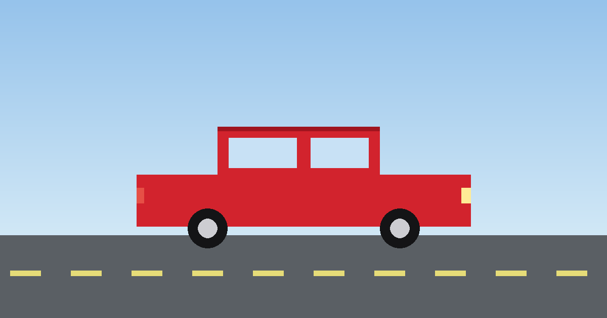 Illustration of a red car on a road